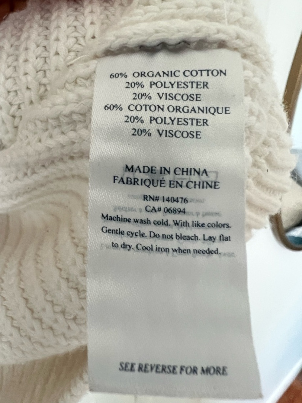 Faherty V-Neck Cream Heavyknit Women's Sweater - Picture 3 of 3